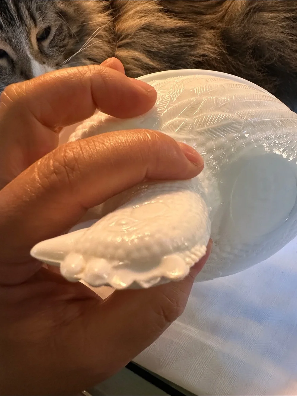 Glass milk Hen Covered Dish Decorative Serving Piece only top